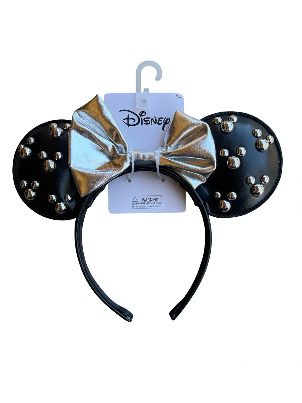 DISNEY Studded Faux-Leather Mickey Minnie Mouse Ears Headband Punk Rock Edgy Bow
